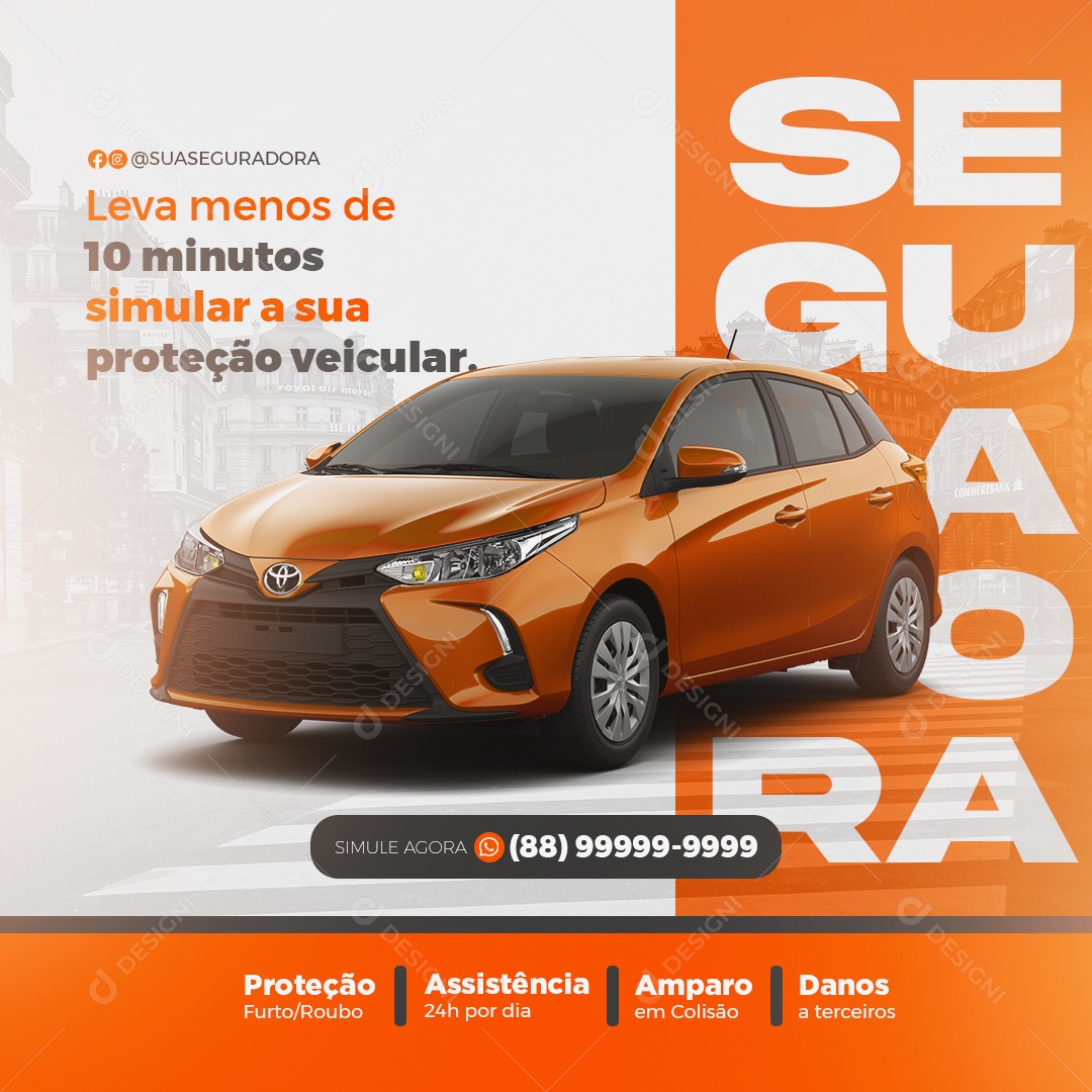 Social Media Seguradora de Veículo PSD Editável