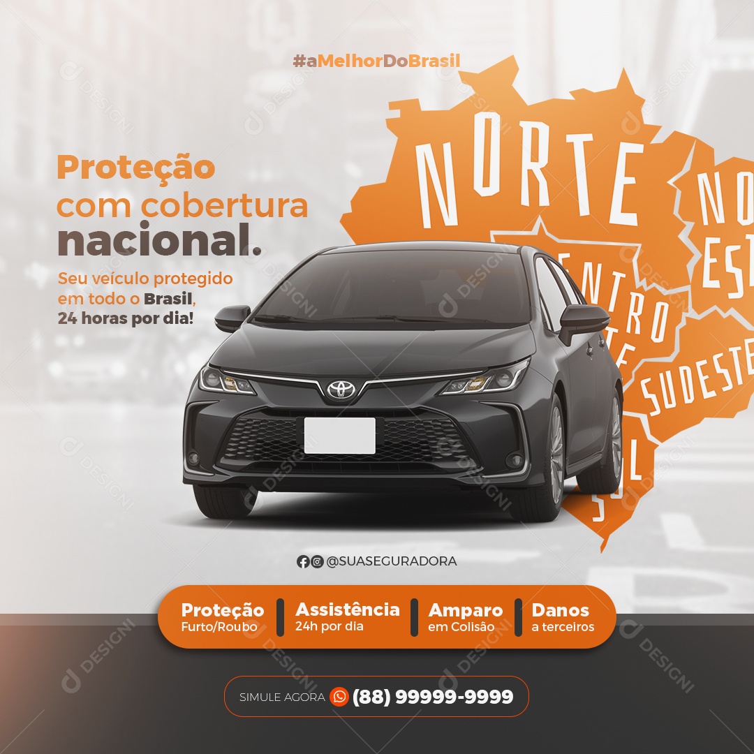 Social Media Seguradora de Veículo PSD Editável