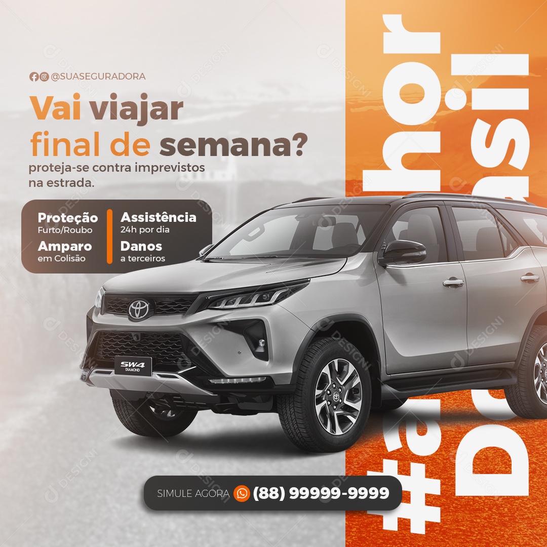 Social Media Seguradora de Veículo PSD Editável