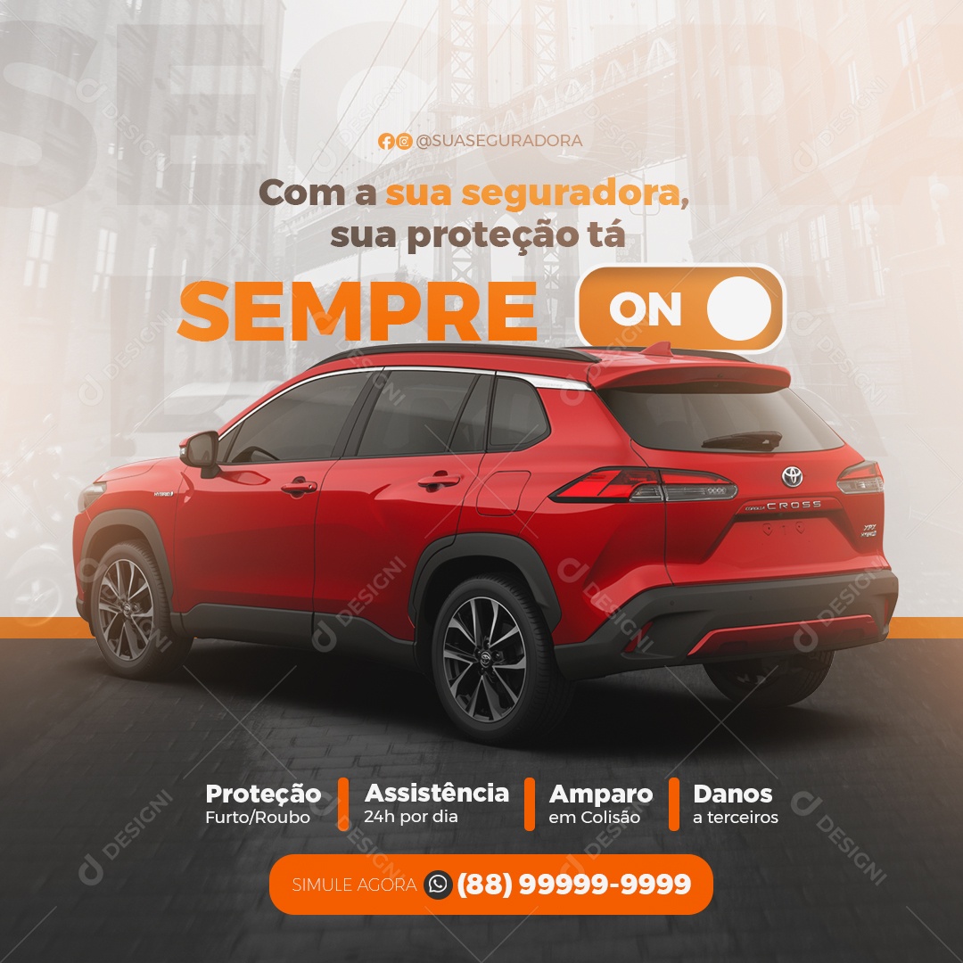 Social Media Seguradora de Veículo PSD Editável