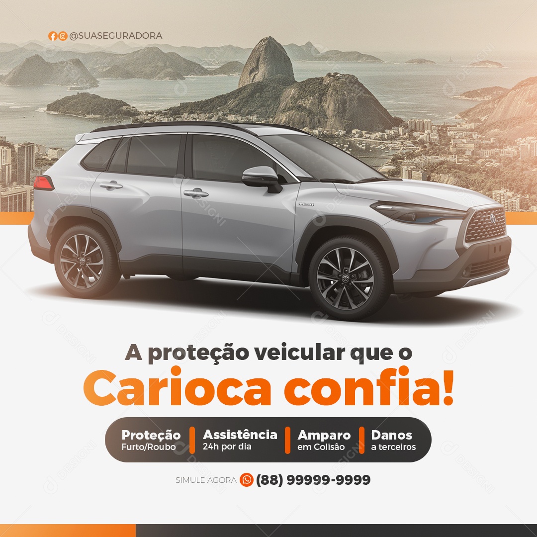 Social Media Seguradora de Veículo PSD Editável