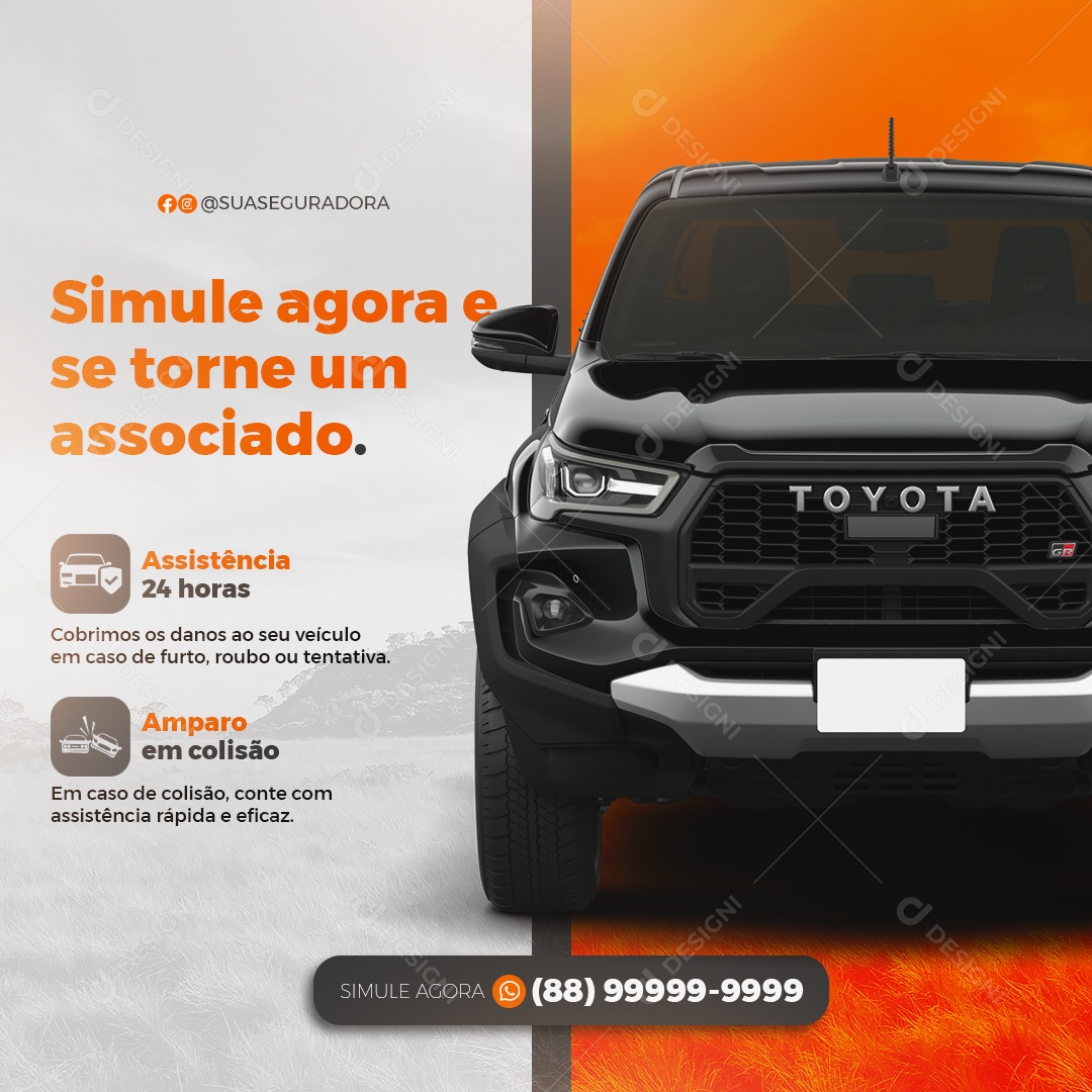 Social Media Seguradora de Veículo PSD Editável