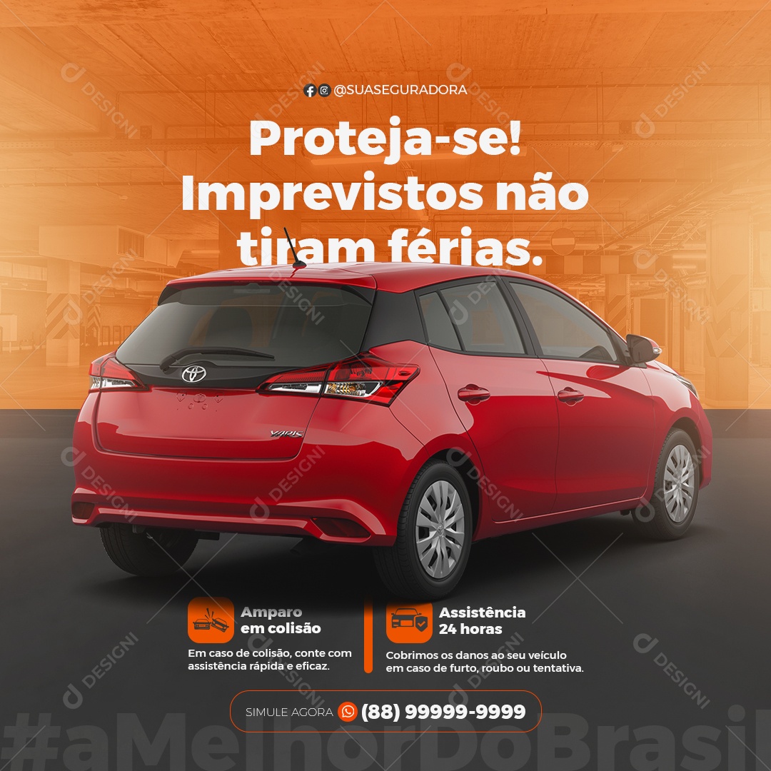 Social Media Seguradora de Veículo PSD Editável