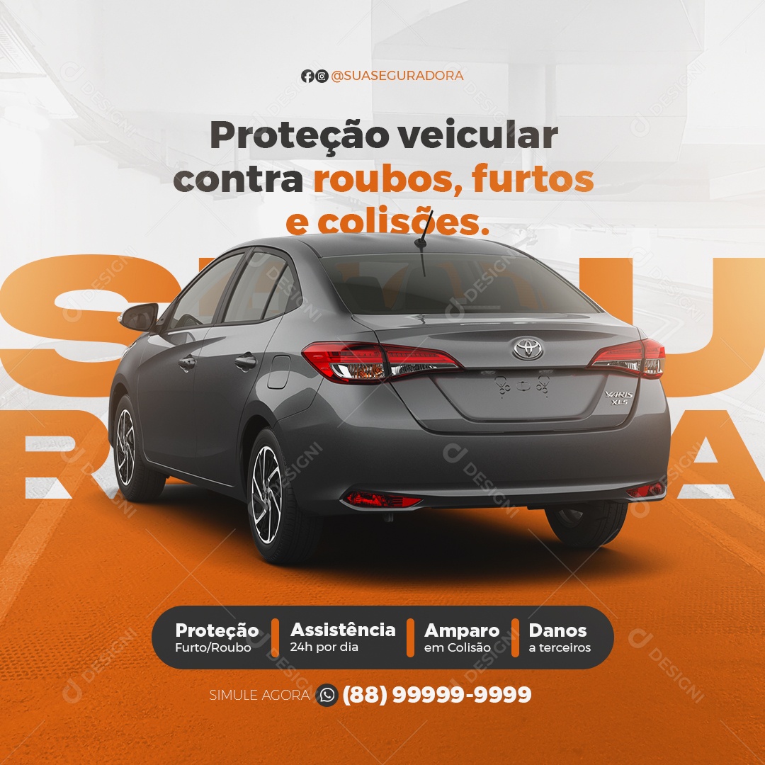 Social Media Seguradora de Veículo PSD Editável