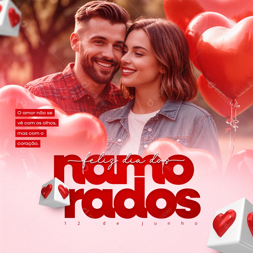 Happy Valentine's Day June 12th Love Can't Be Seen Editable Social Media PSD