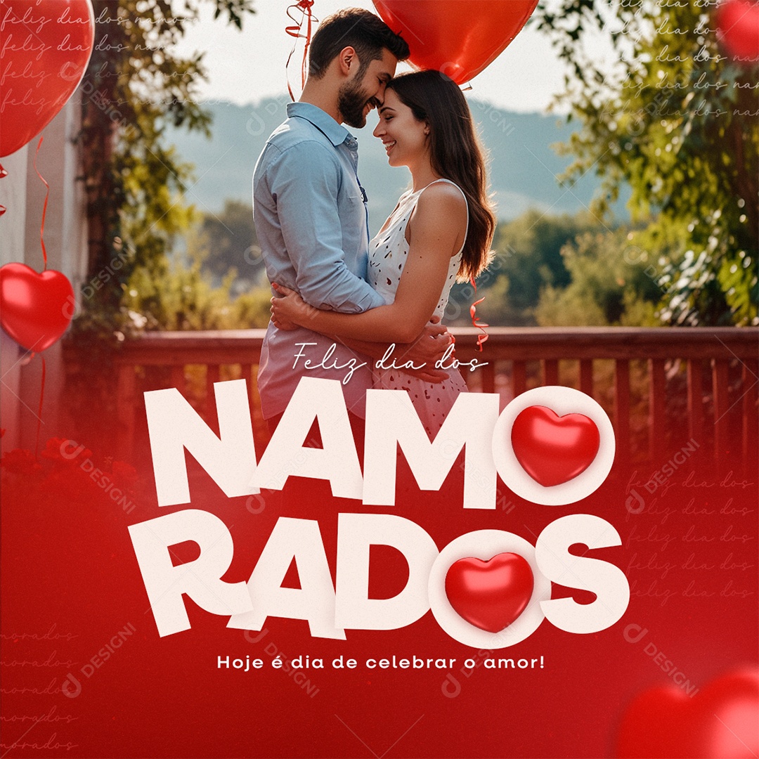 Feliz Dia dos Namorados 12 de Junho Hoje é Dia de Celebrar o Amor Social Media PSD Editável