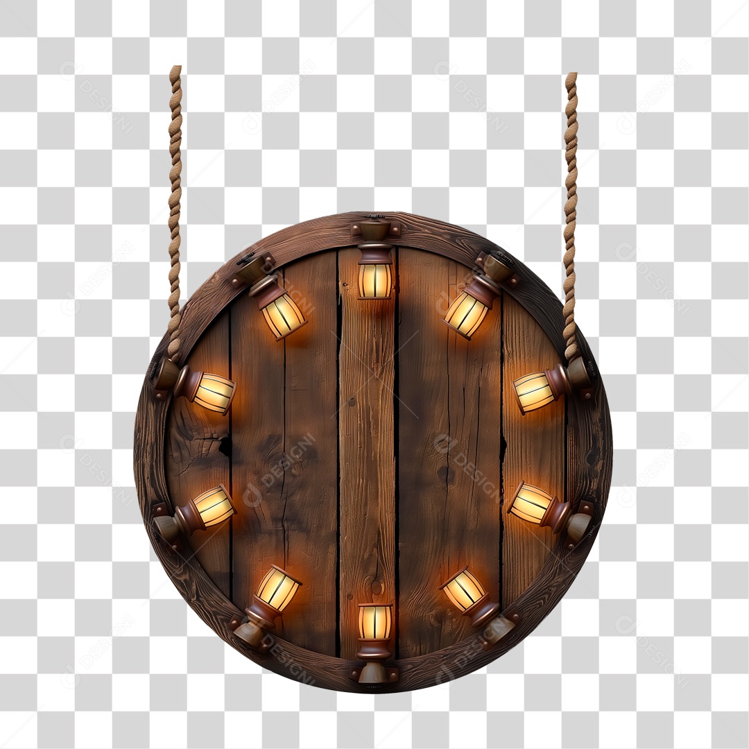 Circulo de Madeira Com Luzes PNG Transparente