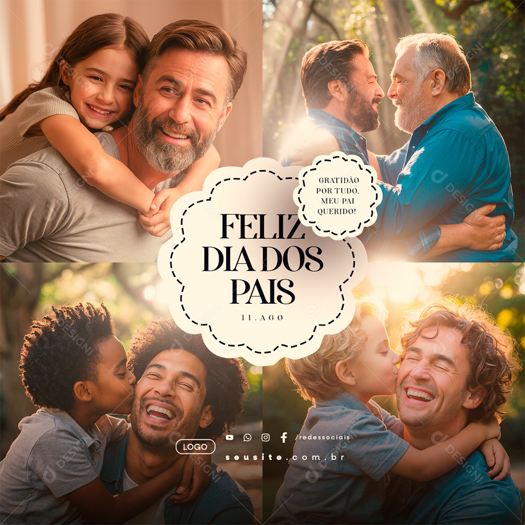 Dia dos Pais 11 de Agosto Gratidão por Tudo Social Media PSD Editável