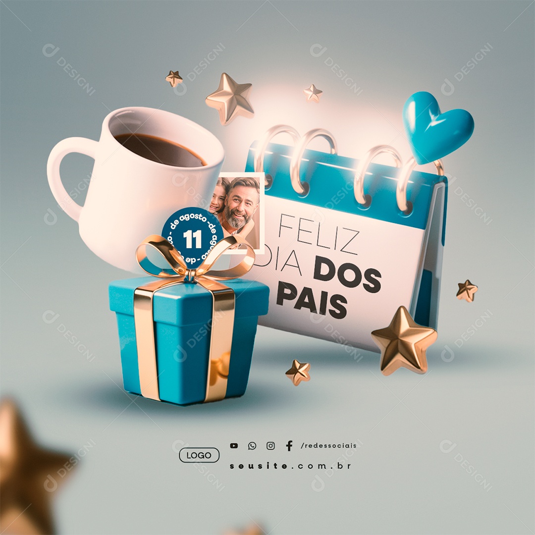 Social Media Feliz Dia dos Pais 11 de Agosto PSD Editável