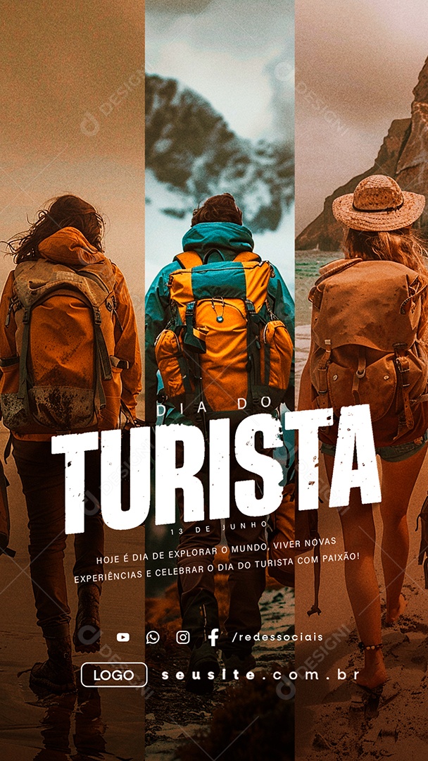 Story Dia Do Turista 13 De Junho Hoje é Dia de Explorar o Mundo Social Media PSD Editável