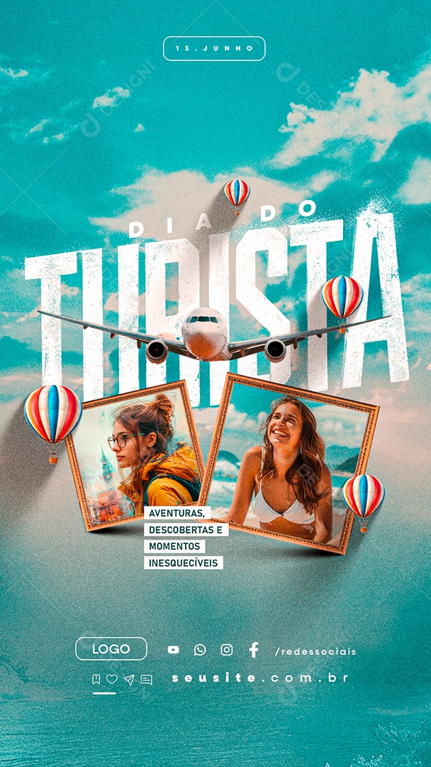 Story Dia Do Turista 13 De Junho Aventuras Descobertas Social Media PSD Editável