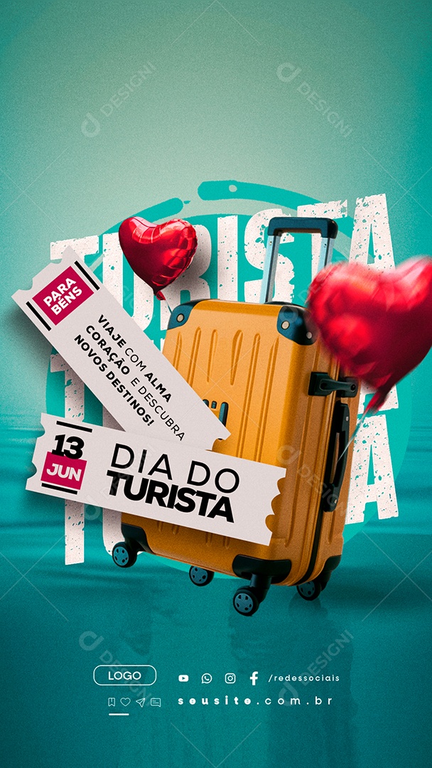 Story Dia Do Turista 13 De Junho Parabéns Viaje Social Media PSD Editável