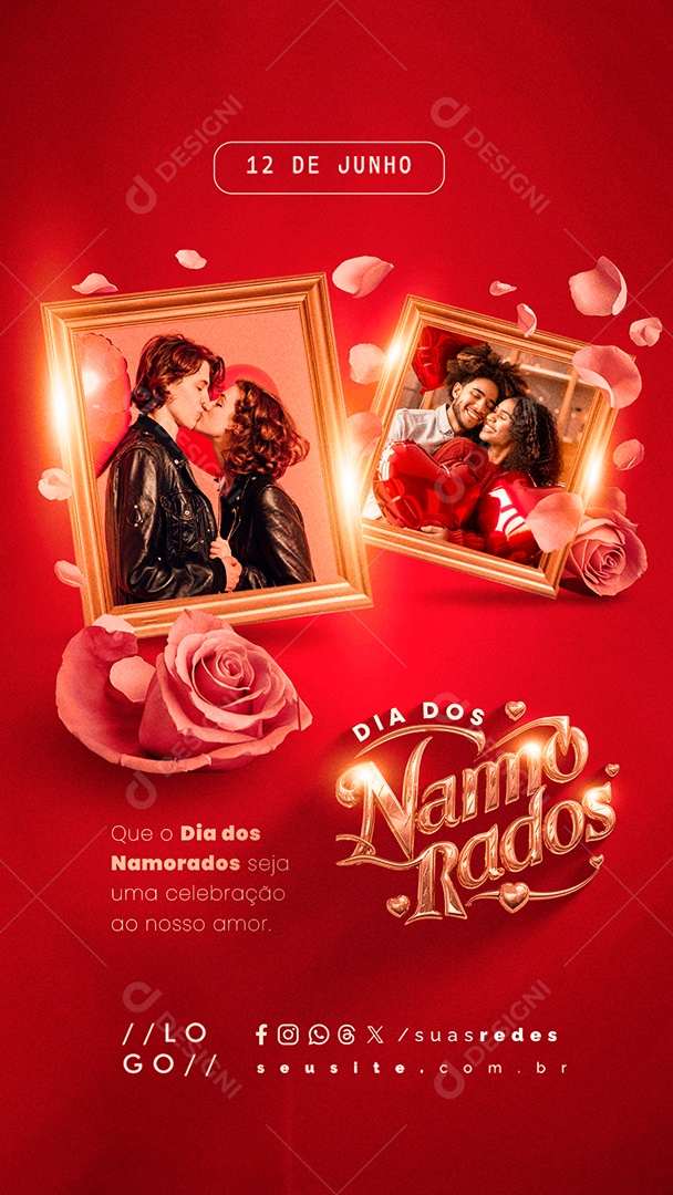 Story Dia dos Namorados 12 de Junho Seja uma Celebração ao Nosso Amor Social Media PSD Editável