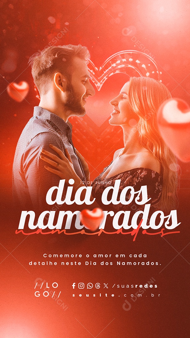 Story Dia dos Namorados 12 de Junho Comemore o Amor Social Media PSD Editável