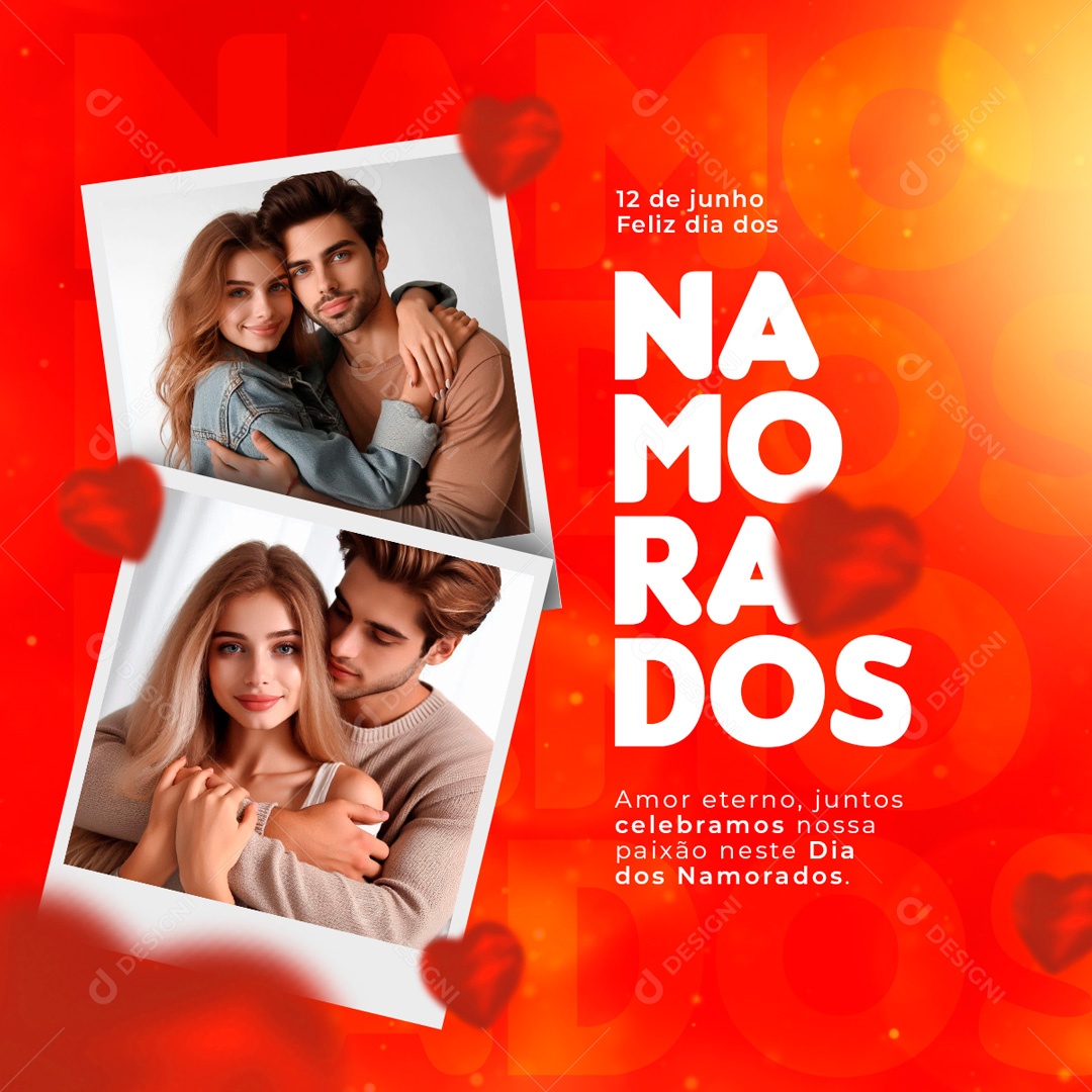 Dia dos Namorados 12 de Junho Amor Eterno Juntos Celebramos nossa Paixão Social Media PSD Editável