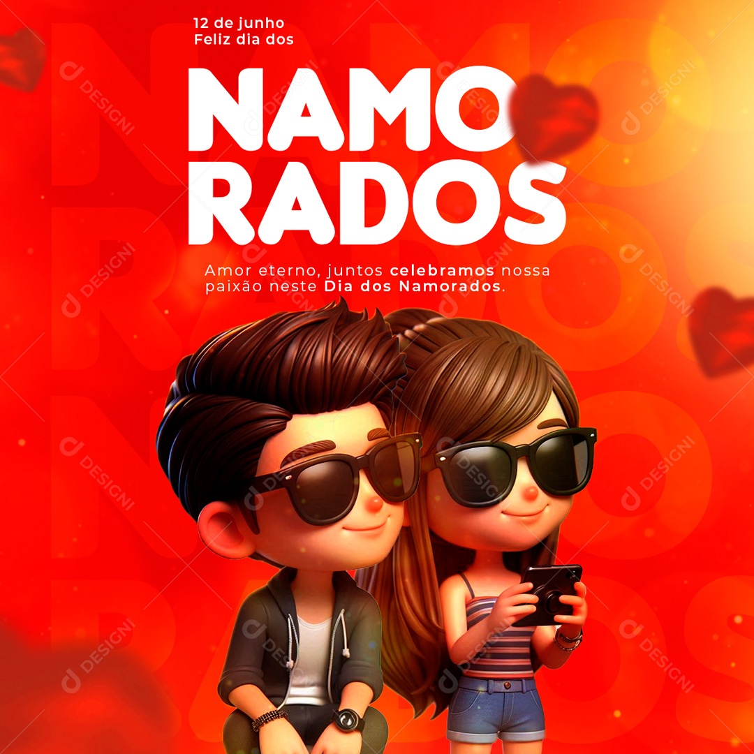 Feliz Dia dos Namorados 12 de Junho Social Media PSD Editável