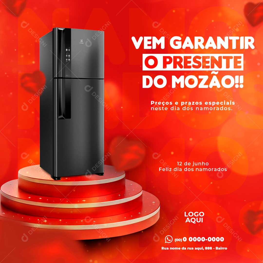 Feliz Dia dos Namorados 12 de Junho vem Garantir o Presente do Mozão Social Media PSD Editável