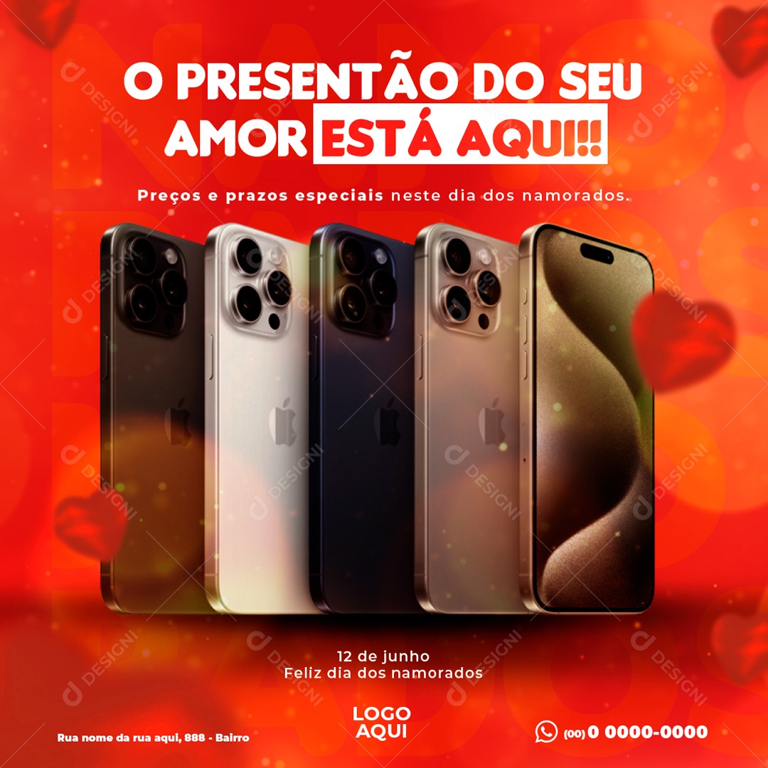 Dia dos Namorados 12 de Junho o Presentão do seu Amor está Aqui Social media PSD Editável