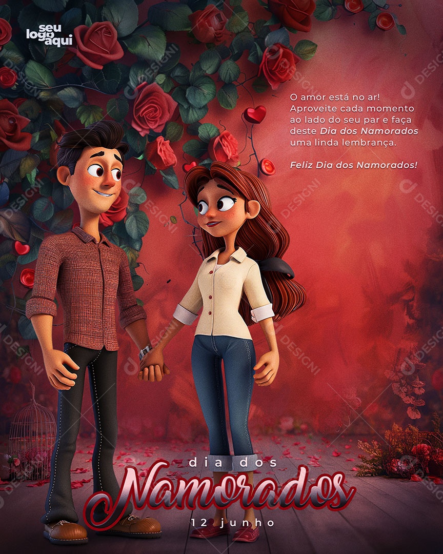 Dia dos Namorados 12 de Junho o Amoe está no Ar Social Media PSD Editável