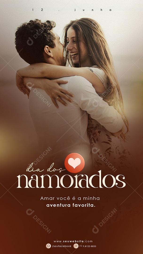 Story Dia dos Namorados 12 de Junho Amar Você é a Minha Aventura Favorita Social Media PSD Editável