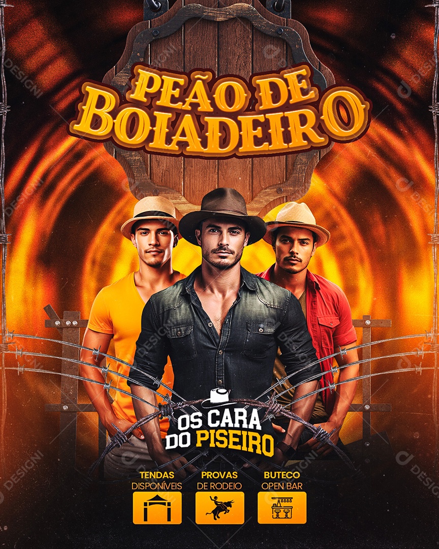 Flyer Peão de Boiadeiro Social Media PSD Editável