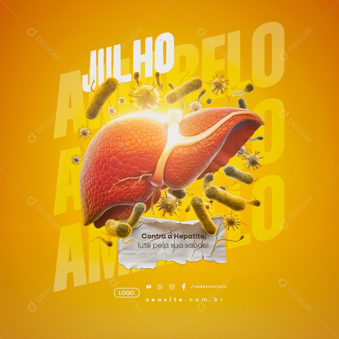 Julho Amarelo Contra a Hepatite Lute sua Saúde Social Media PSD Editável