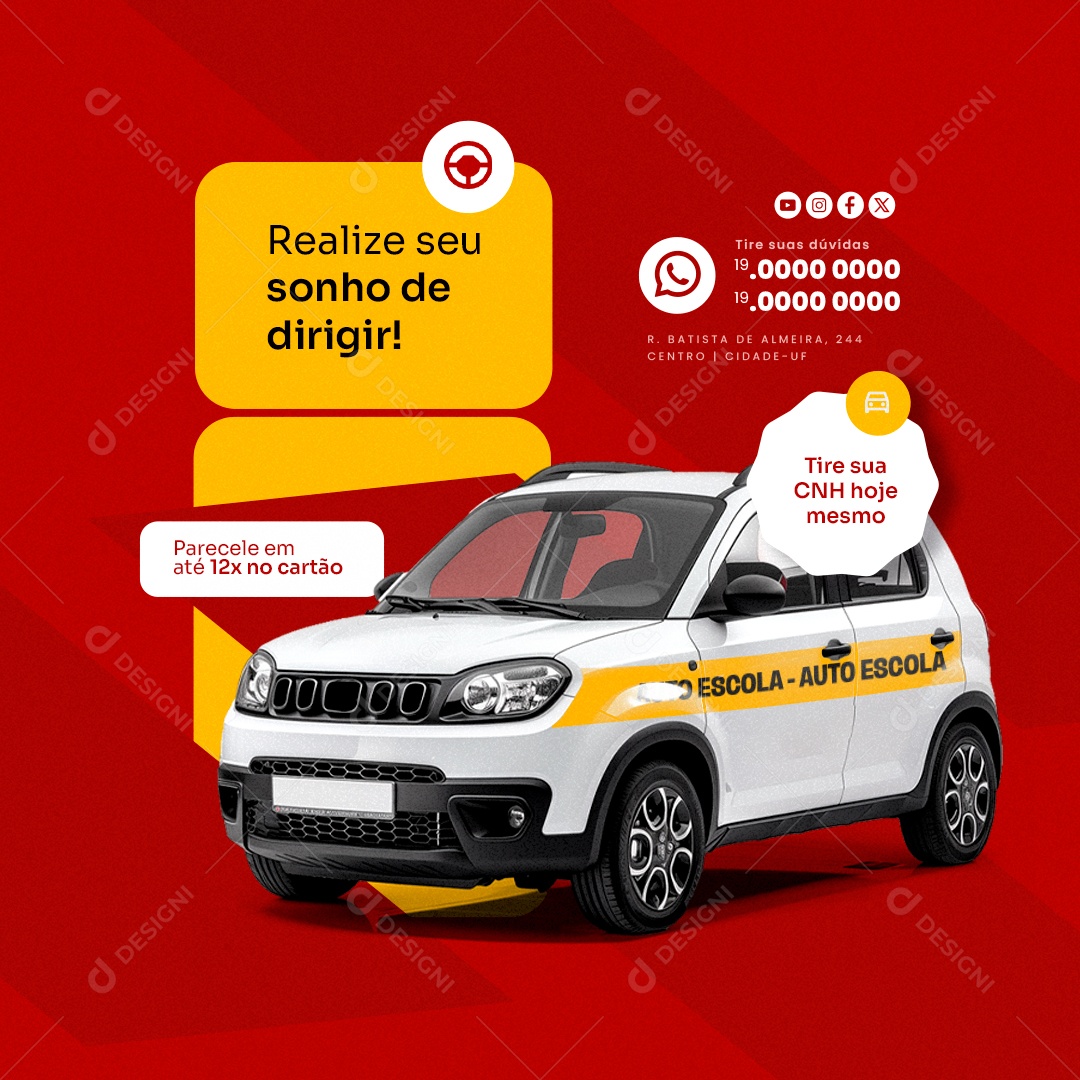 Autoescola Realize seu Sonho de Dirigir Social Media PSD Editável