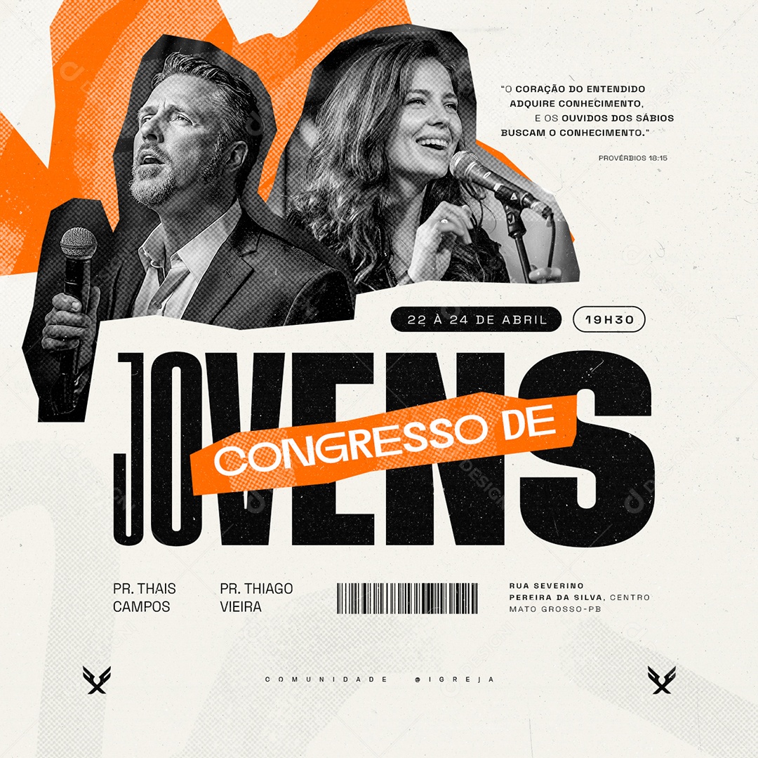 Gospel Congresso de Jovens Pr Thais Campos Pr Thiago Vieira Social Media PSD Editável