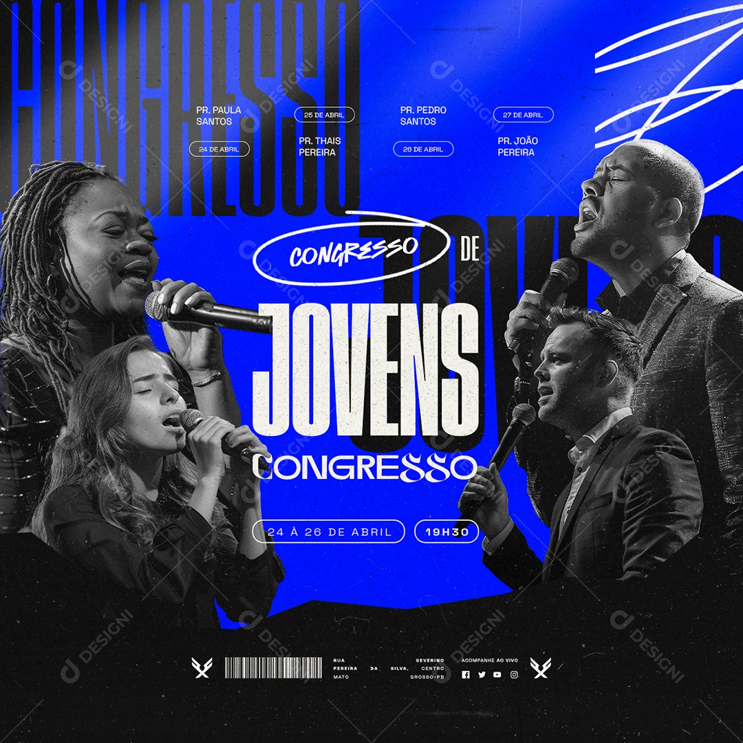 Gospel Congresso de Jovens Pr Paula Santos Pr Pedro Santos Social Media PSD Editável