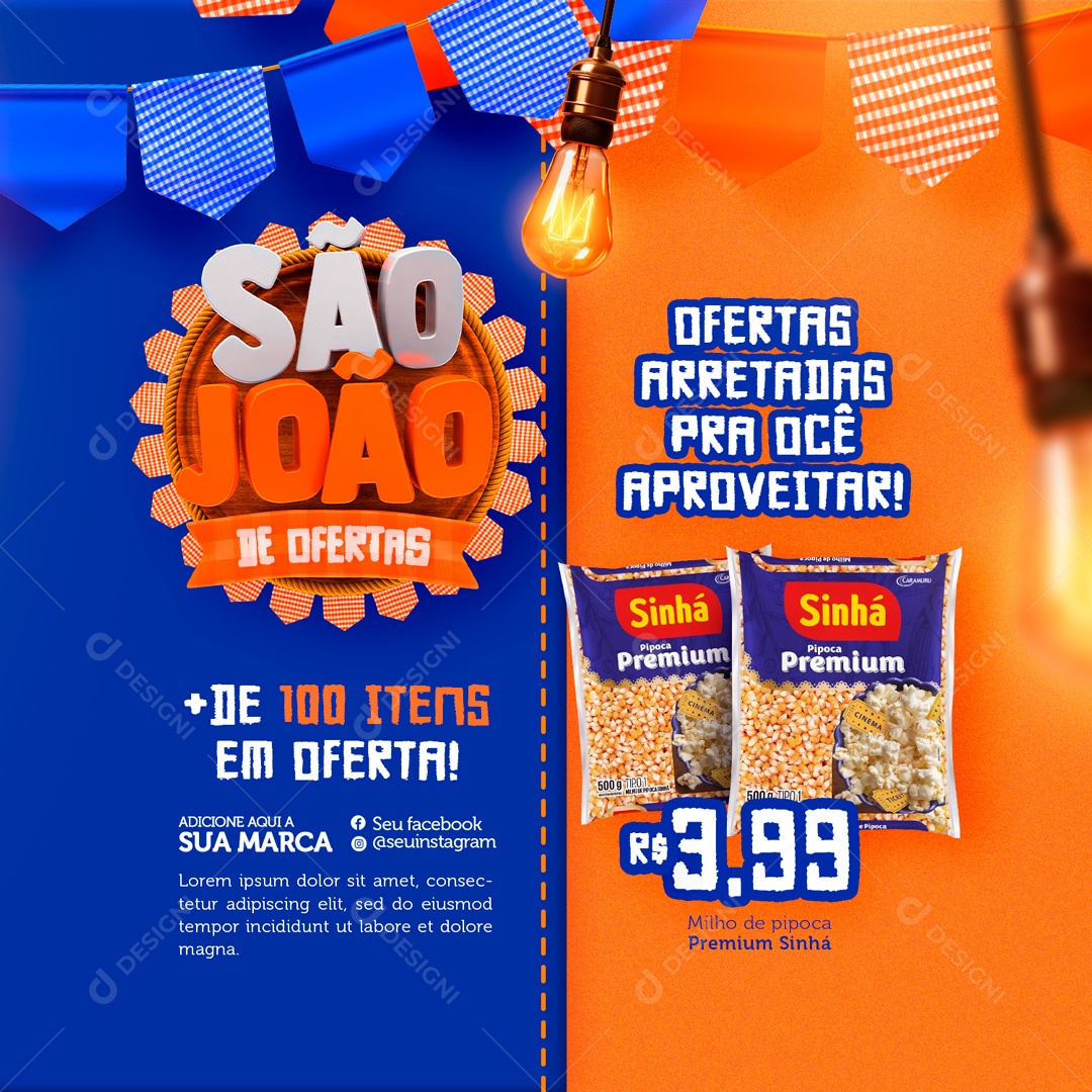 Feed São João Ofertas Arretadas pra Oce Aproveitar Social Media PSD Editável