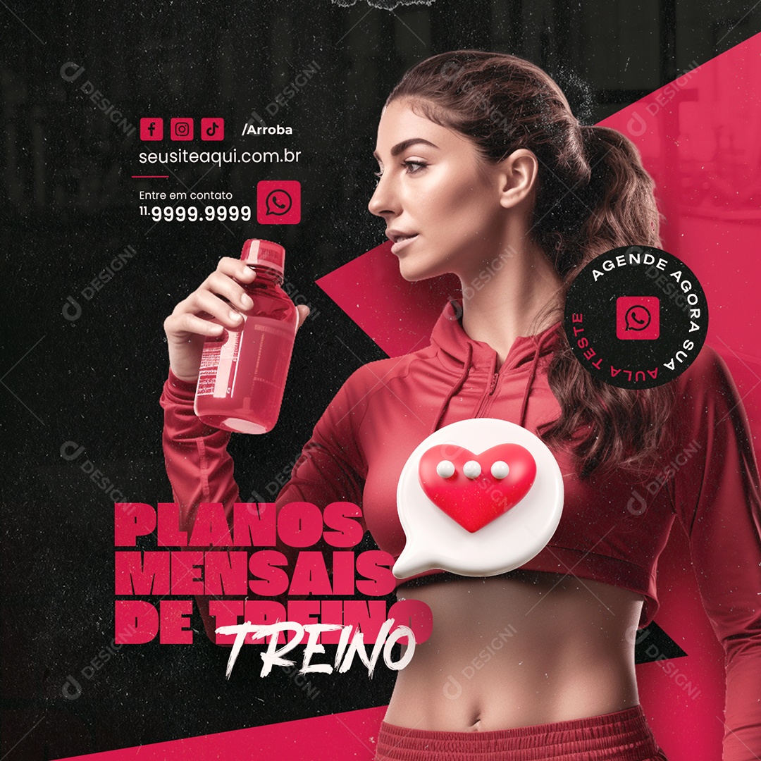 Personal Trainer Academia Planos Mensais de Treino Social Media PSD Editável