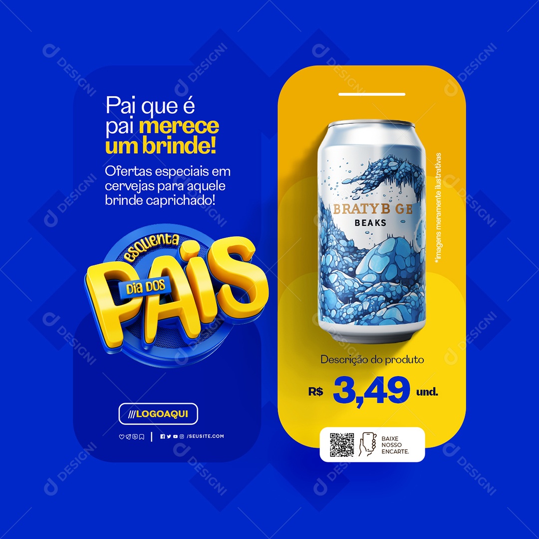 Esquenta Dia dos Pais Supermercado Bebida Social Media PSD Editável