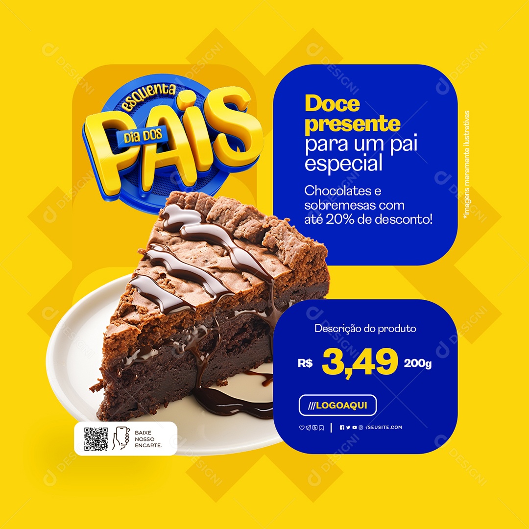 Esquenta Dia dos Pais Supermercado Doce Presente Social Media PSD Editável