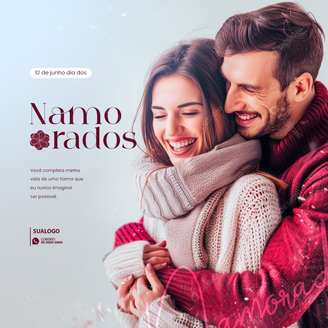Dia dos Namorados 12 de Junho Você Completa Minha Vida Social Media PSD Editável