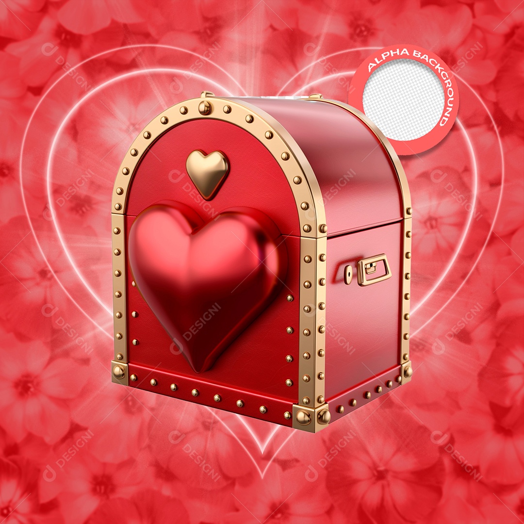 Caixa de Correio e Coração Elemento 3D para Composição PSD