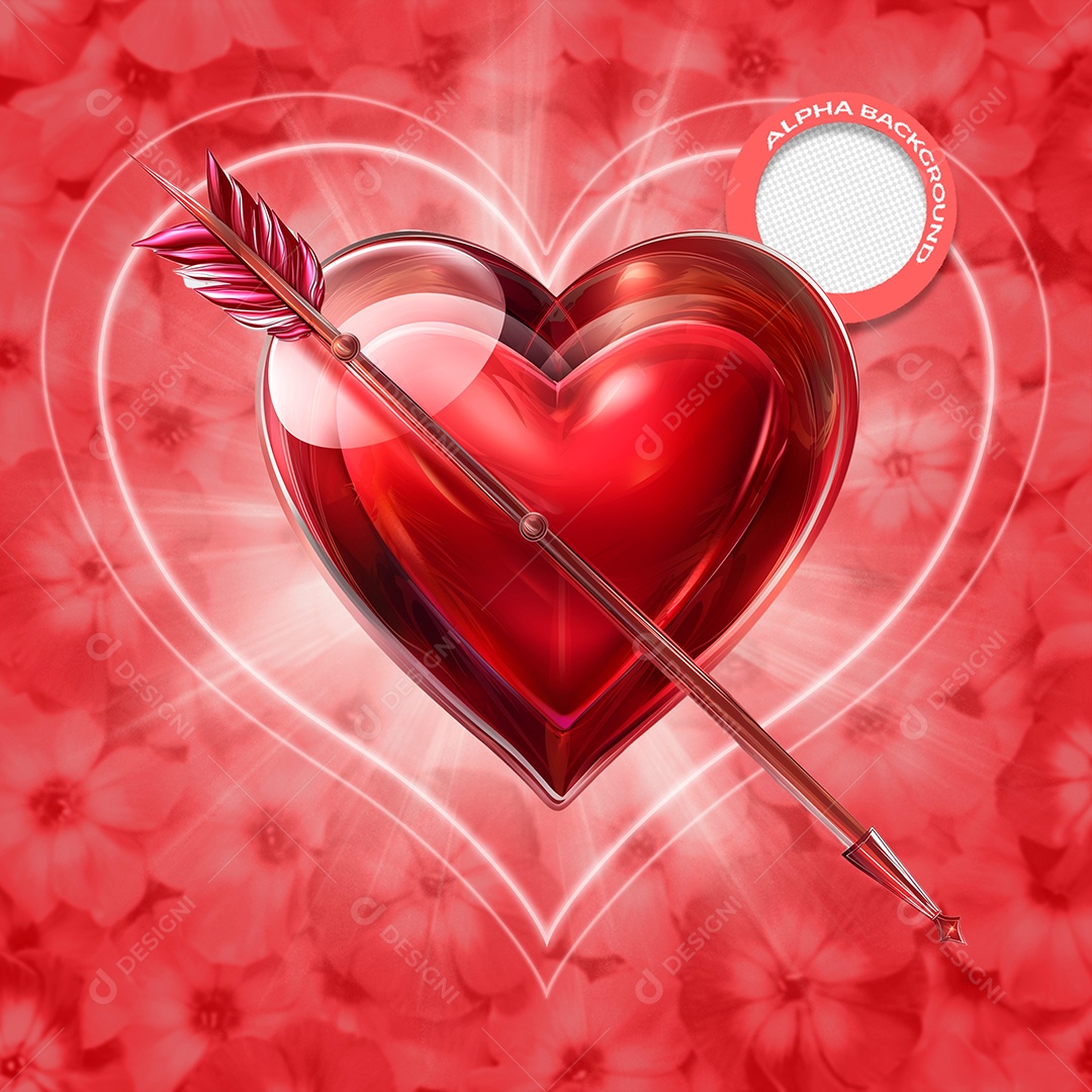 Flecha e Coração Elemento 3D para Composição PSD