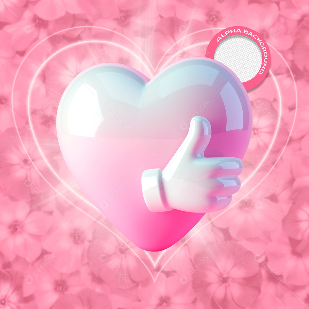 Coração e Emoji Elemento 3D para Composição PSD