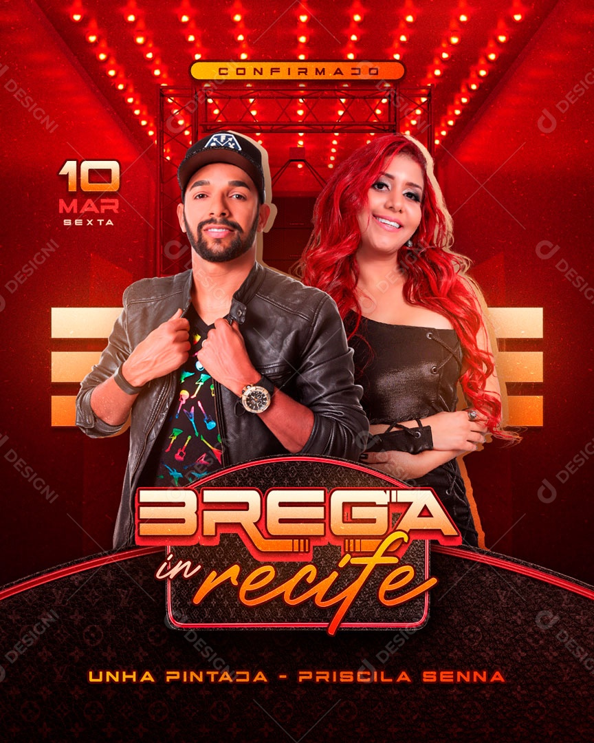 Evento Brega In Recife Unha e Priscila PSD Editável