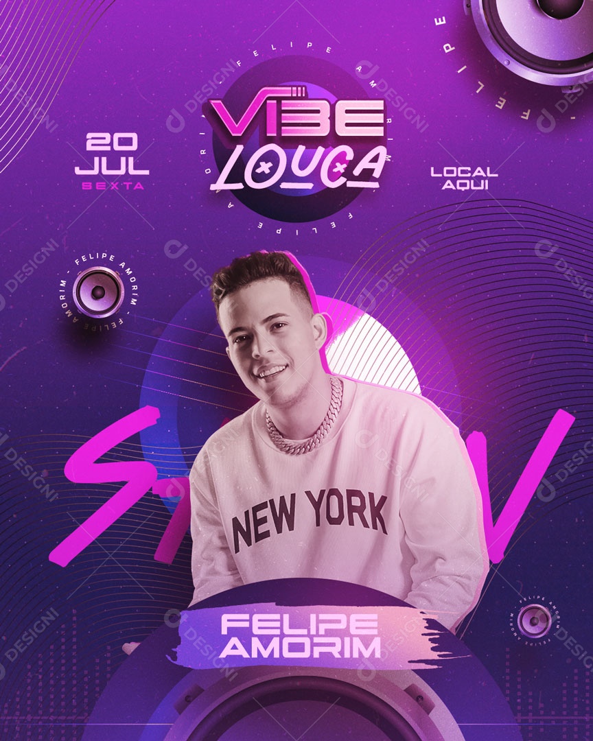 Evento Vibe Louca Felipe Amorim Social Media PSD Editável