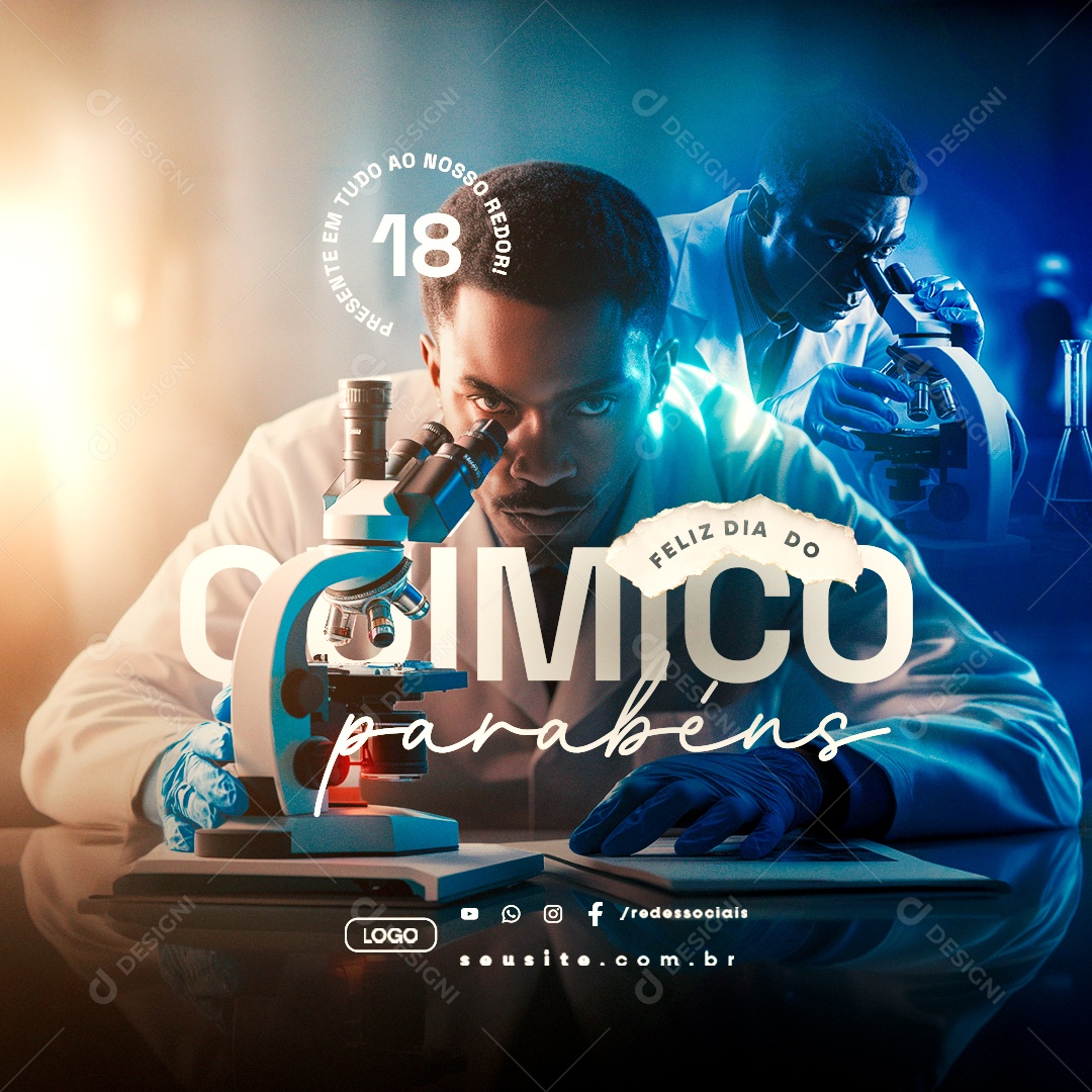 Feliz Dia do Químico 18 de Junho Social Media PSD Editável