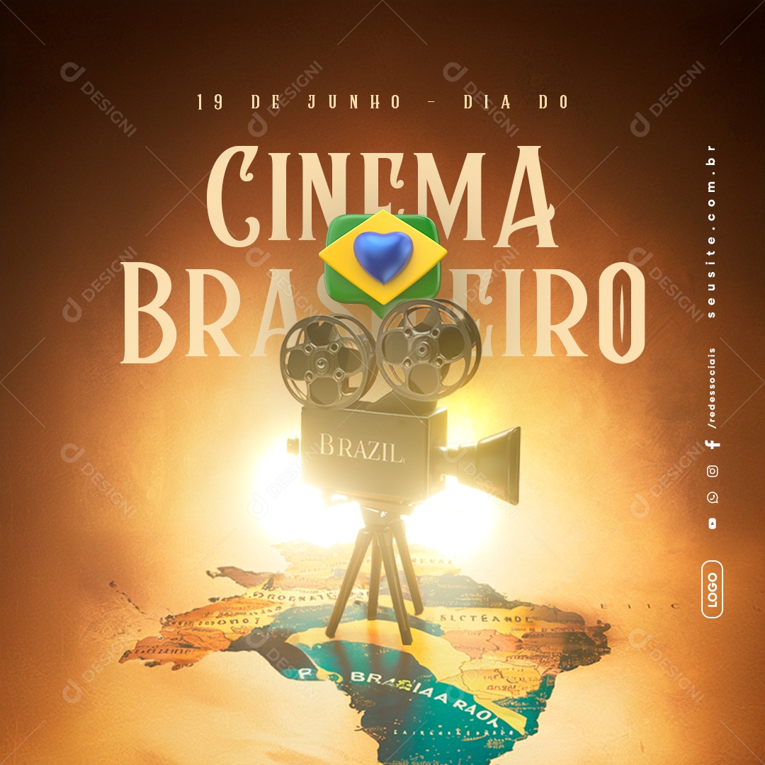 Social Media Dia do Cinema Brasileiro 19 de Junho PSD Editável