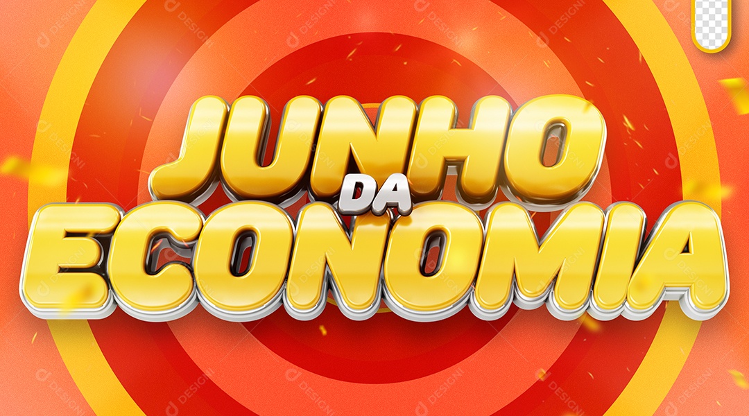 Junho da Economia Selo 3D Amarelo para Composição PSD