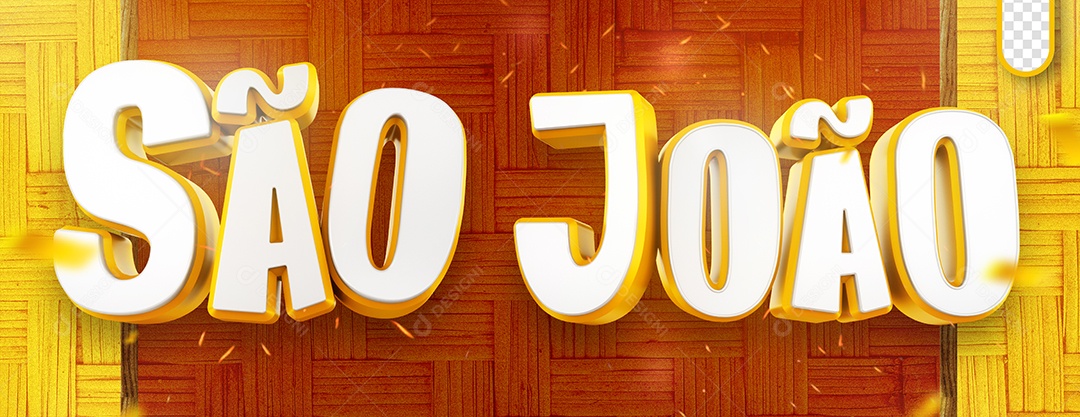 Selo 3D São João Branco para Composição PSD