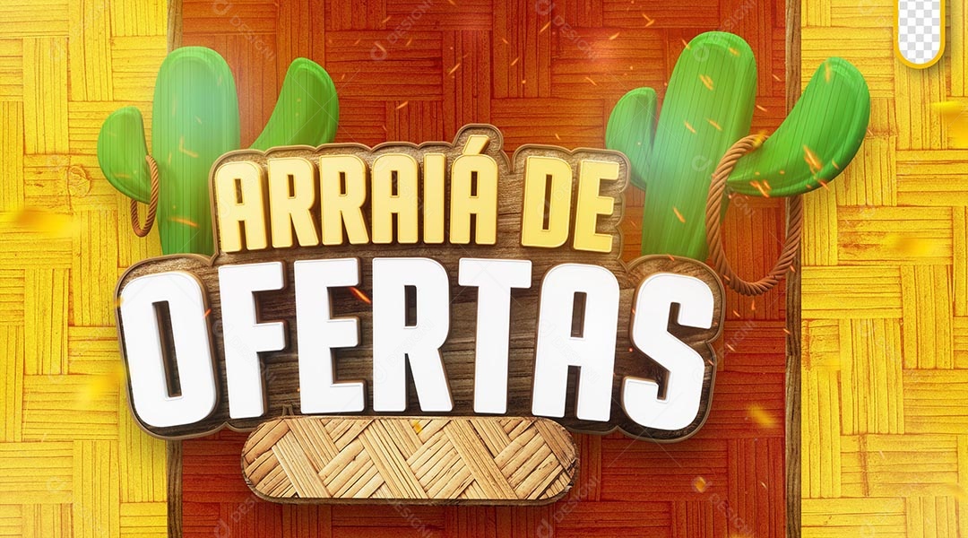 Selo 3D Arraiá de Ofertas para Composição PSD