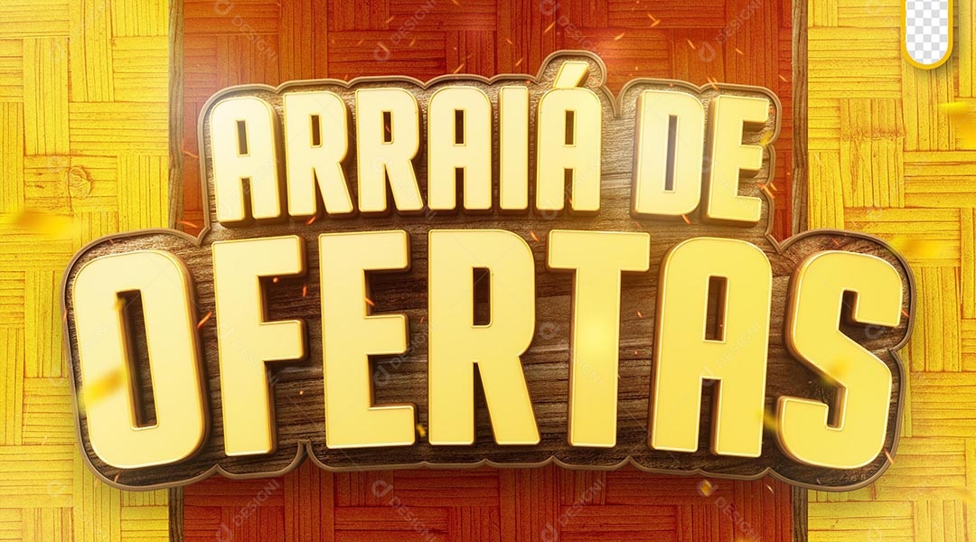 Selo 3D Arraiá de Ofertas para Composição PSD