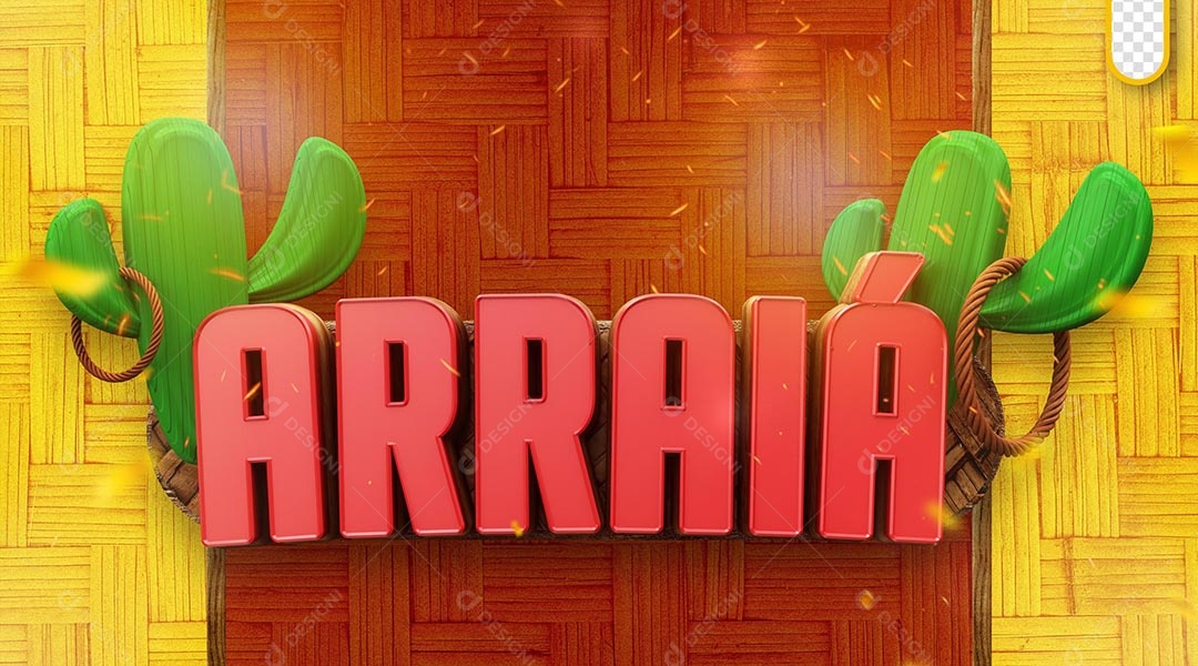 Arraia Selo 3D Vermelho para Composição PSD