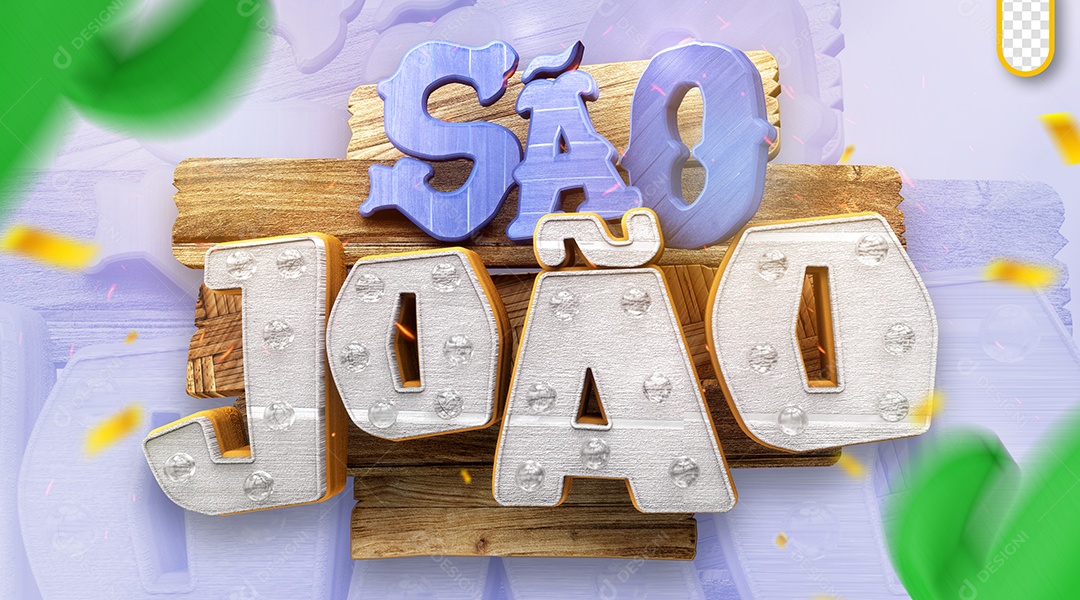 São João Selo 3D Vermelho Azul e Branco para Composição PSD