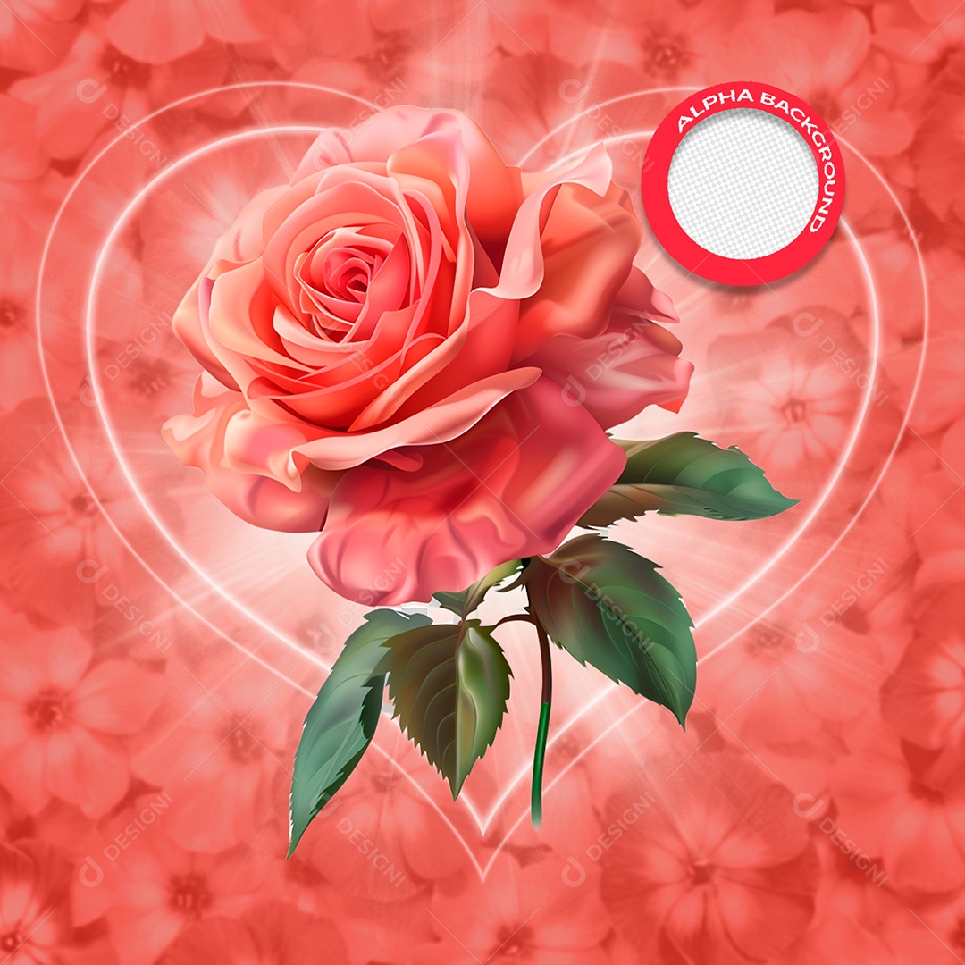 Rosa Elemento 3D para Composição PSD