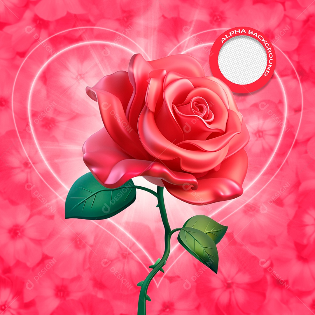 Rosa Elemento 3D para Composição PSD