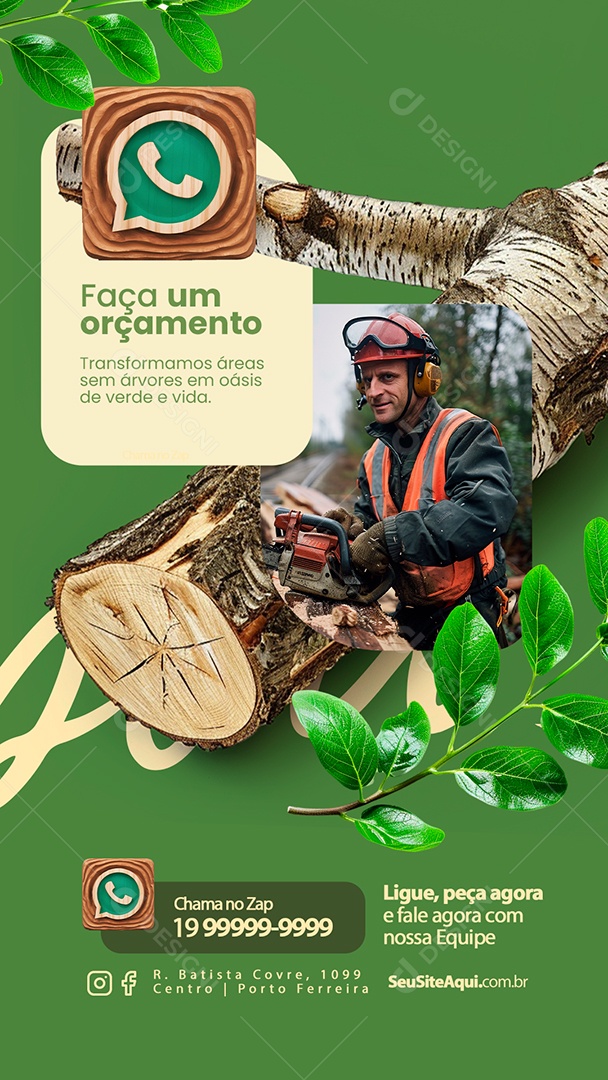 Story Poda de Árvore Faça um Orçamento Chama no Zap Social Media PSD Editável